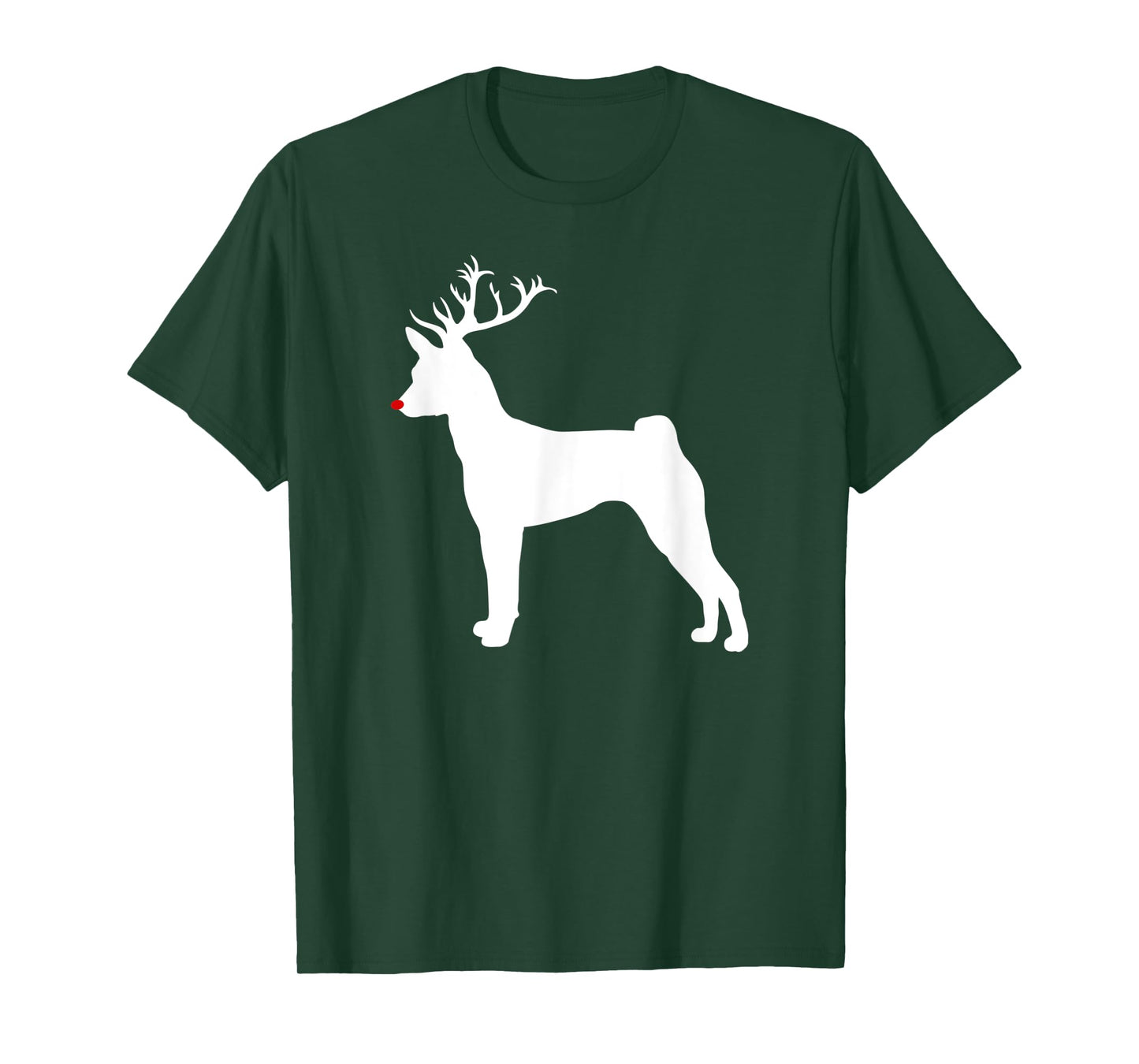 Funny Basenji Dog Christmas Reindeer Antlers Xmas T-Shirt