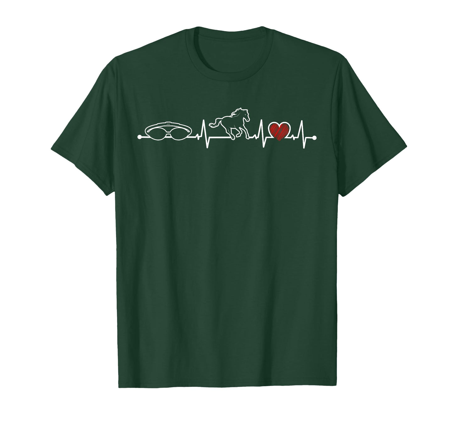 Horse And Swimming Heartbeat Heart Swim, Horseback Riding T-Shirt