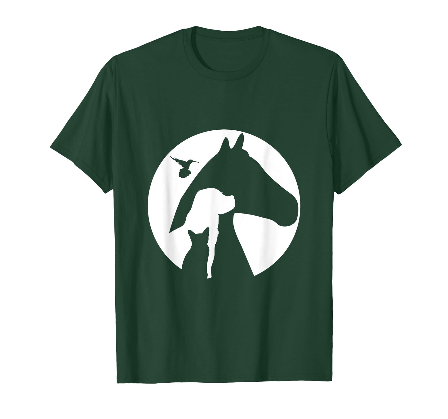 Animal Silhouette Cat Dog Horse Bird Hummingbird Men Women Girls Kids T-Shirt