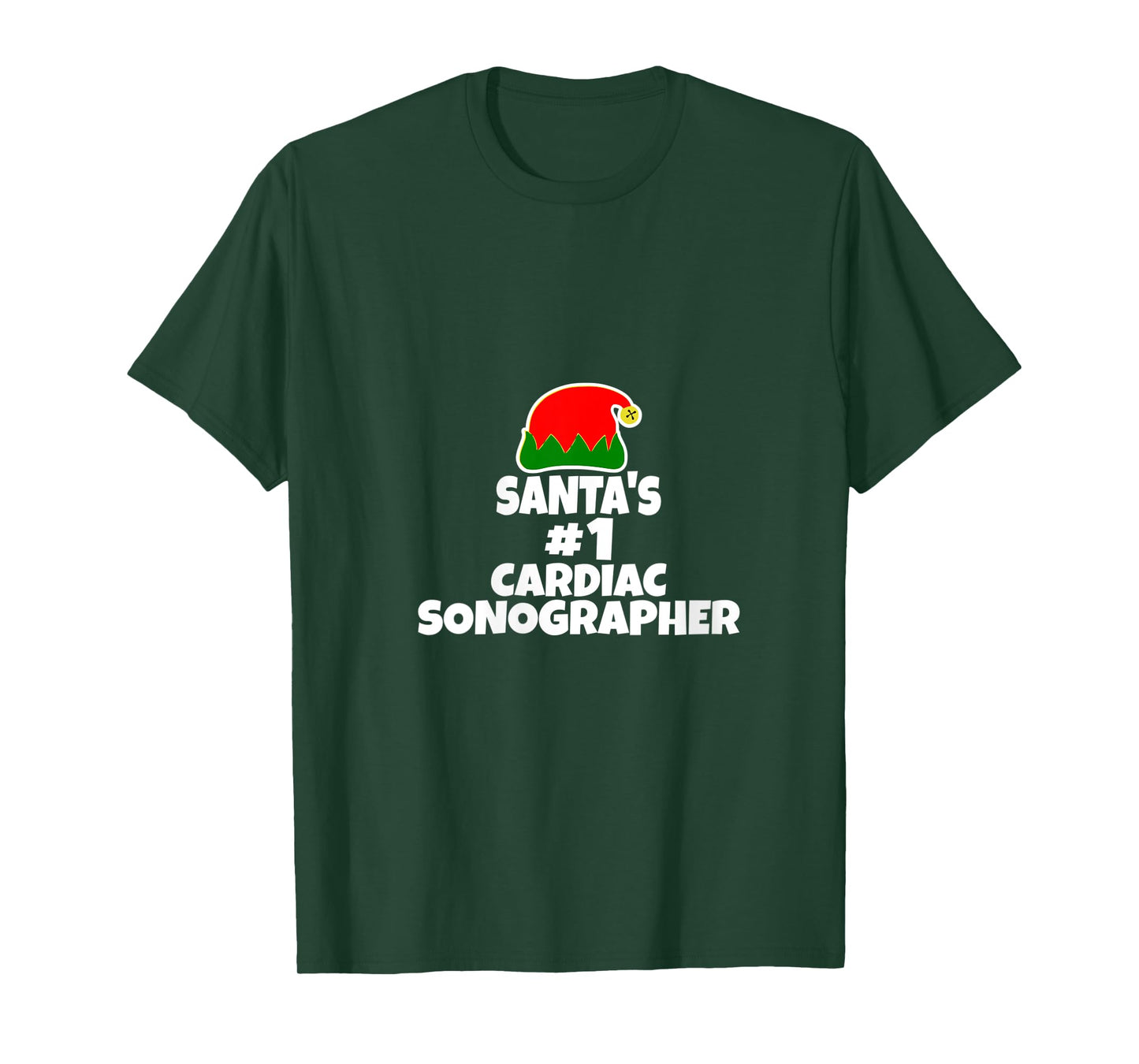 Womens Santa's #1 Cardiac Sonographer Echo Tech Christmas Holiday V-Neck T-Shirt