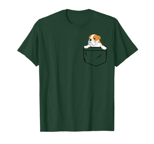 English Bulldog in Pocket Cute Pocket English Bulldog Design T-Shirt