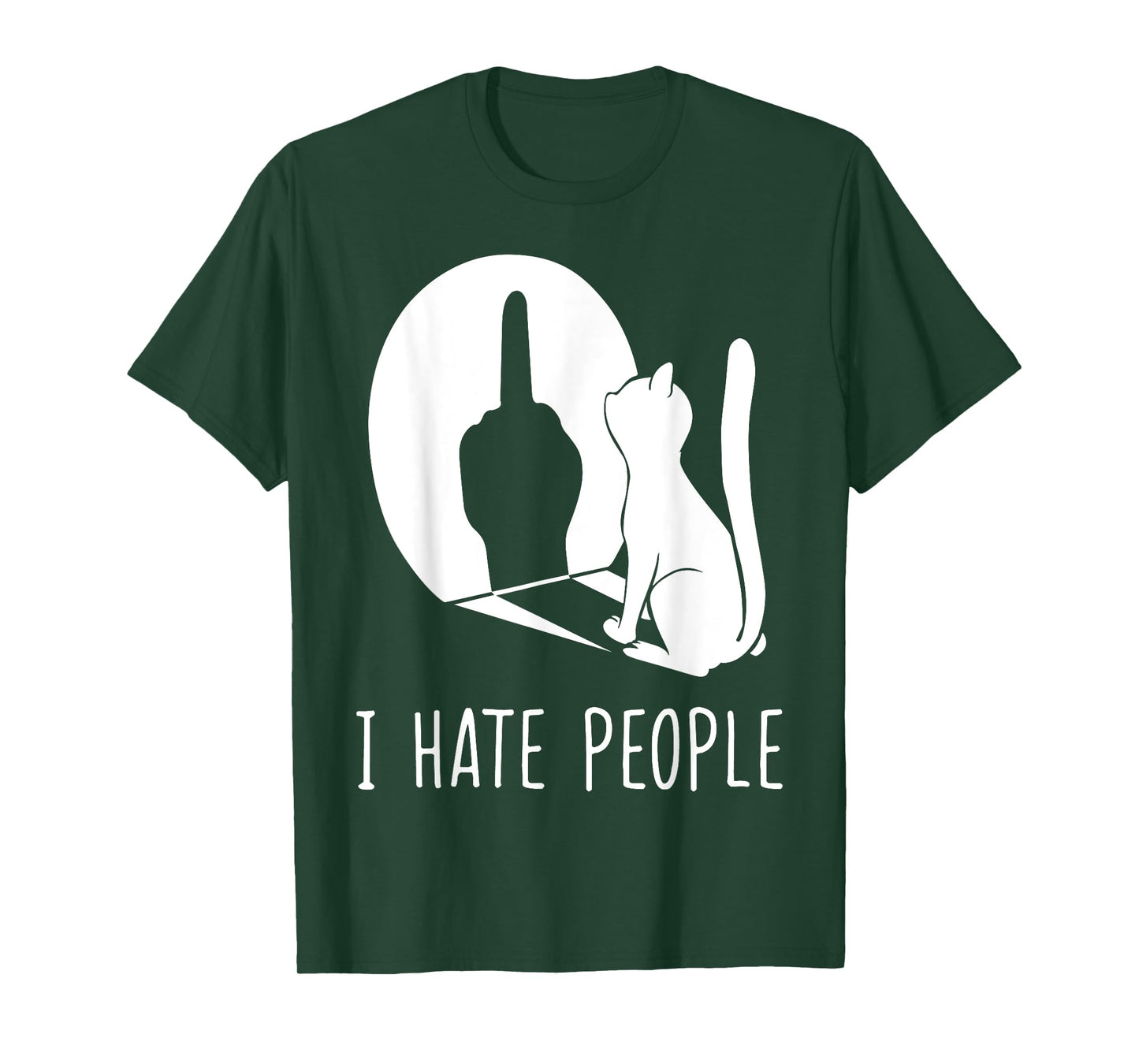 Cat Shadow I Hate People Middle Finger T-Shirt