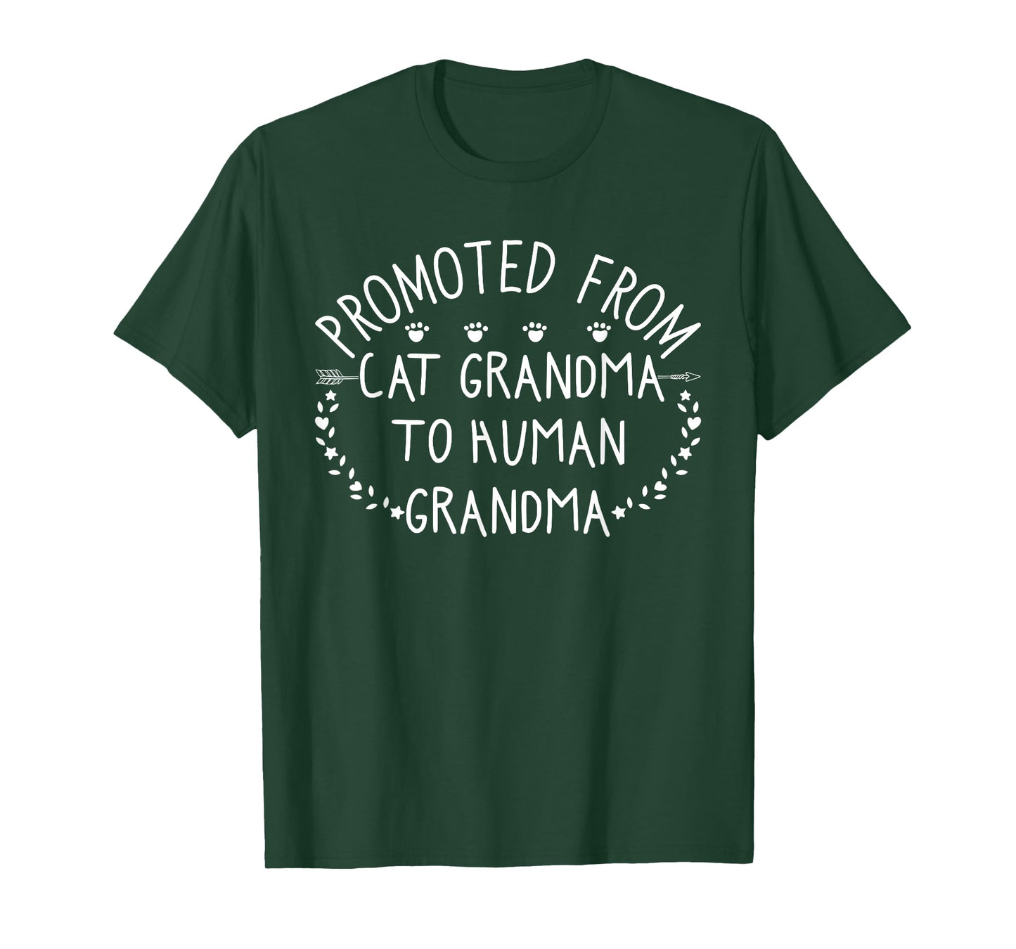 Promoted From Cat Grandma to Human Grandma Funny Floral Gift T-Shirt
