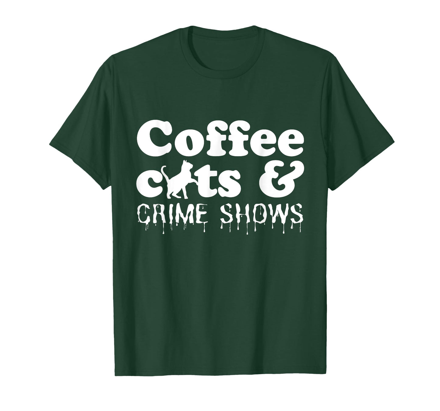 Funny Coffee Cats Crime Shows Murder Mystery Halloween T-Shirt