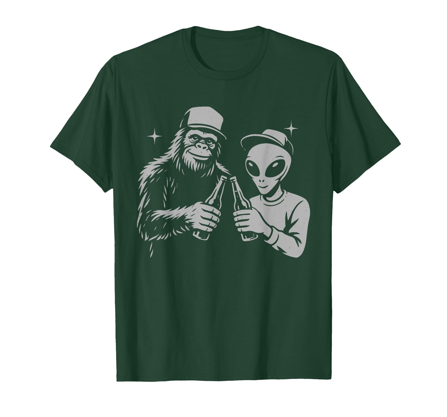 UFO and Bigfoot Funny Drinking Beer Cryptid T-Shirt