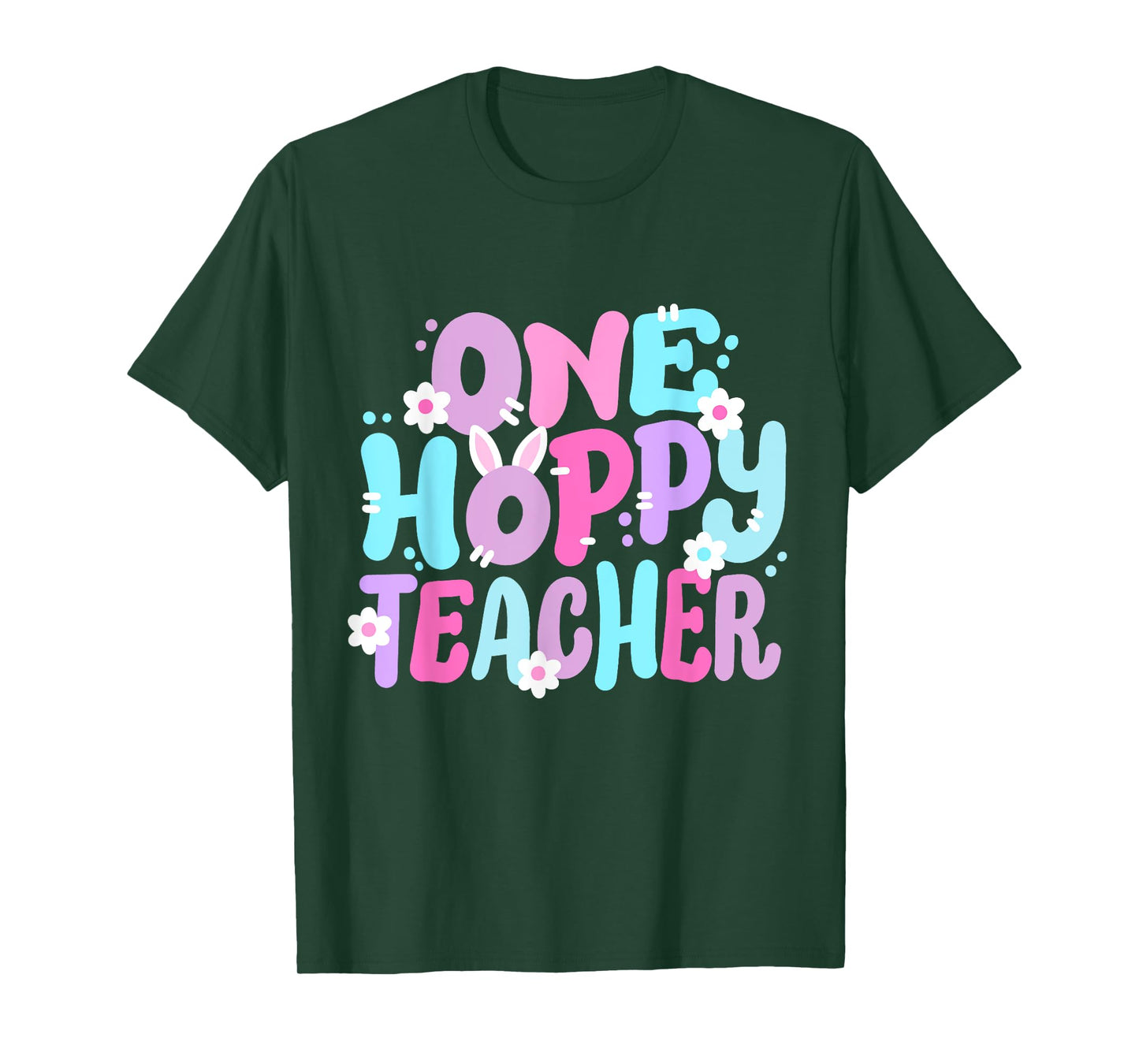One Hoppy Teacher Retro Groovy Happy Easter Bunny Women T-Shirt