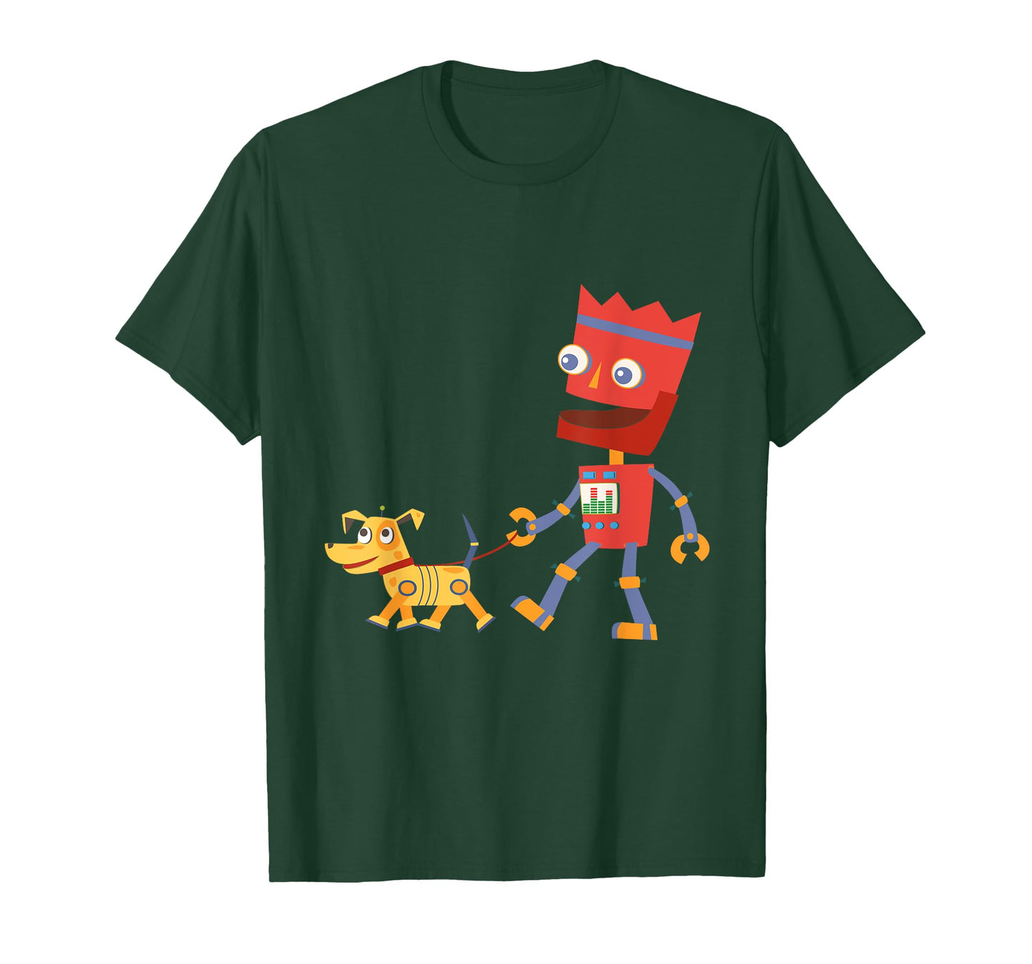 Robot Walking Robotic Dog Funny Face and Silly Walk T Shirt T-Shirt for Men Women Girls Kids