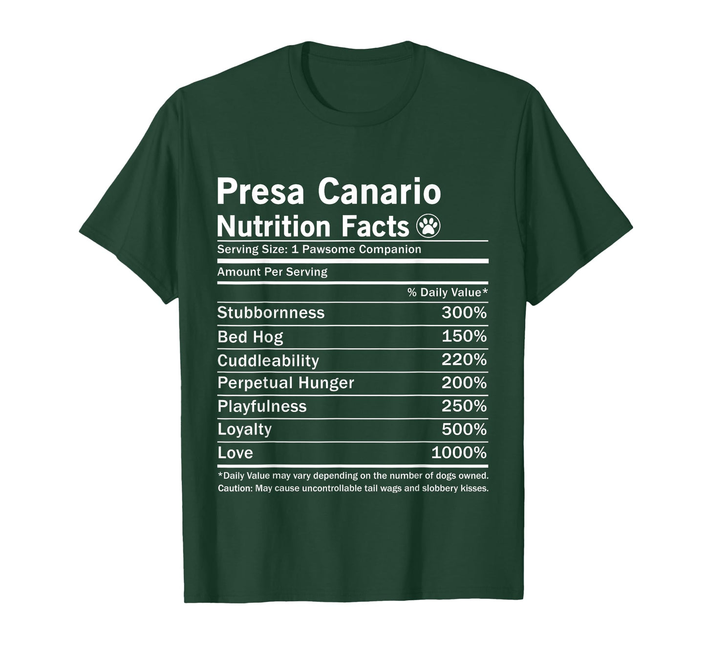 Presa Canario Dog Nutrition Facts Funny T-Shirt