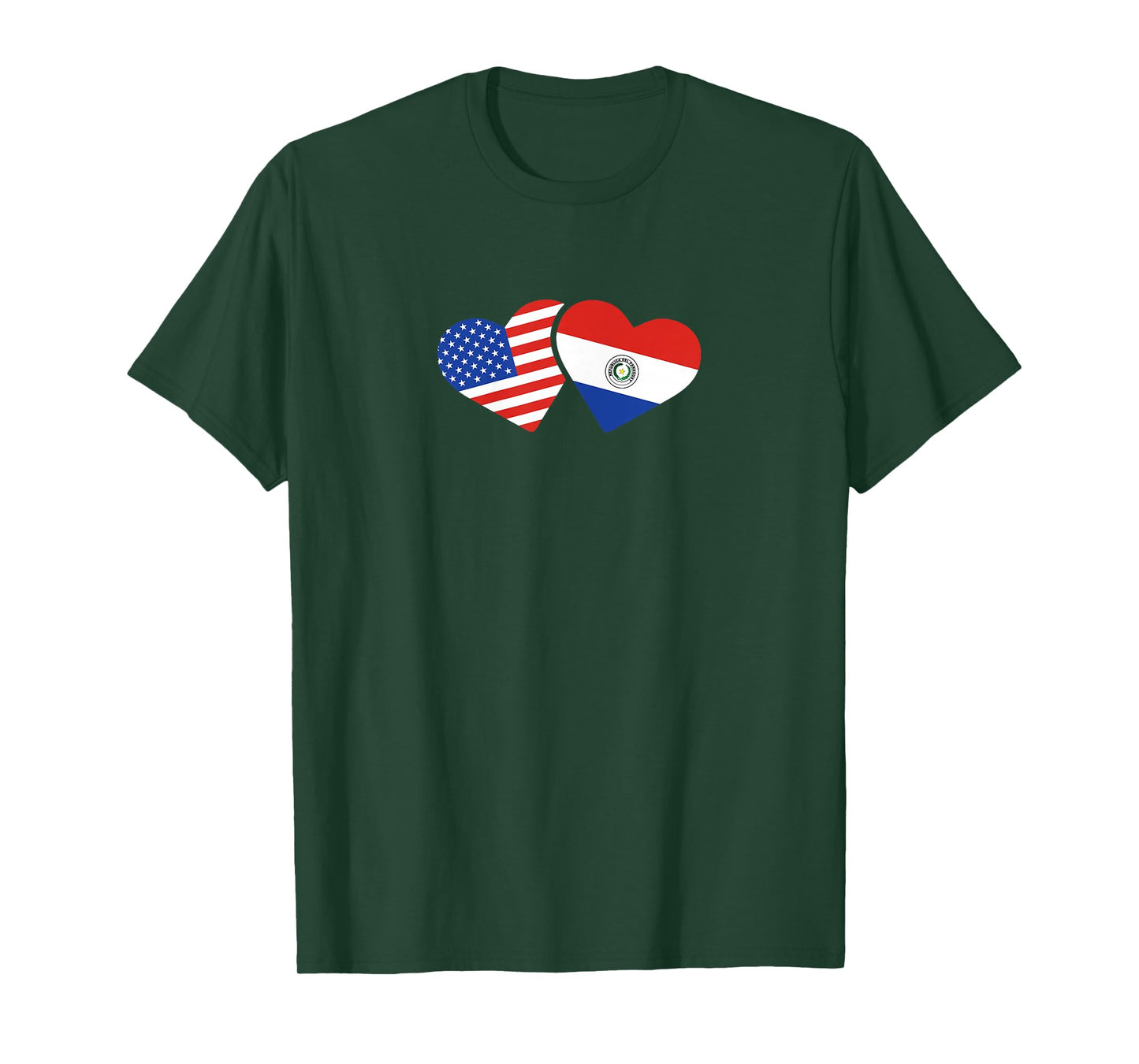 Womens USA Paraguay Flag T Shirt Hearts Paraguayan American Love T-Shirt