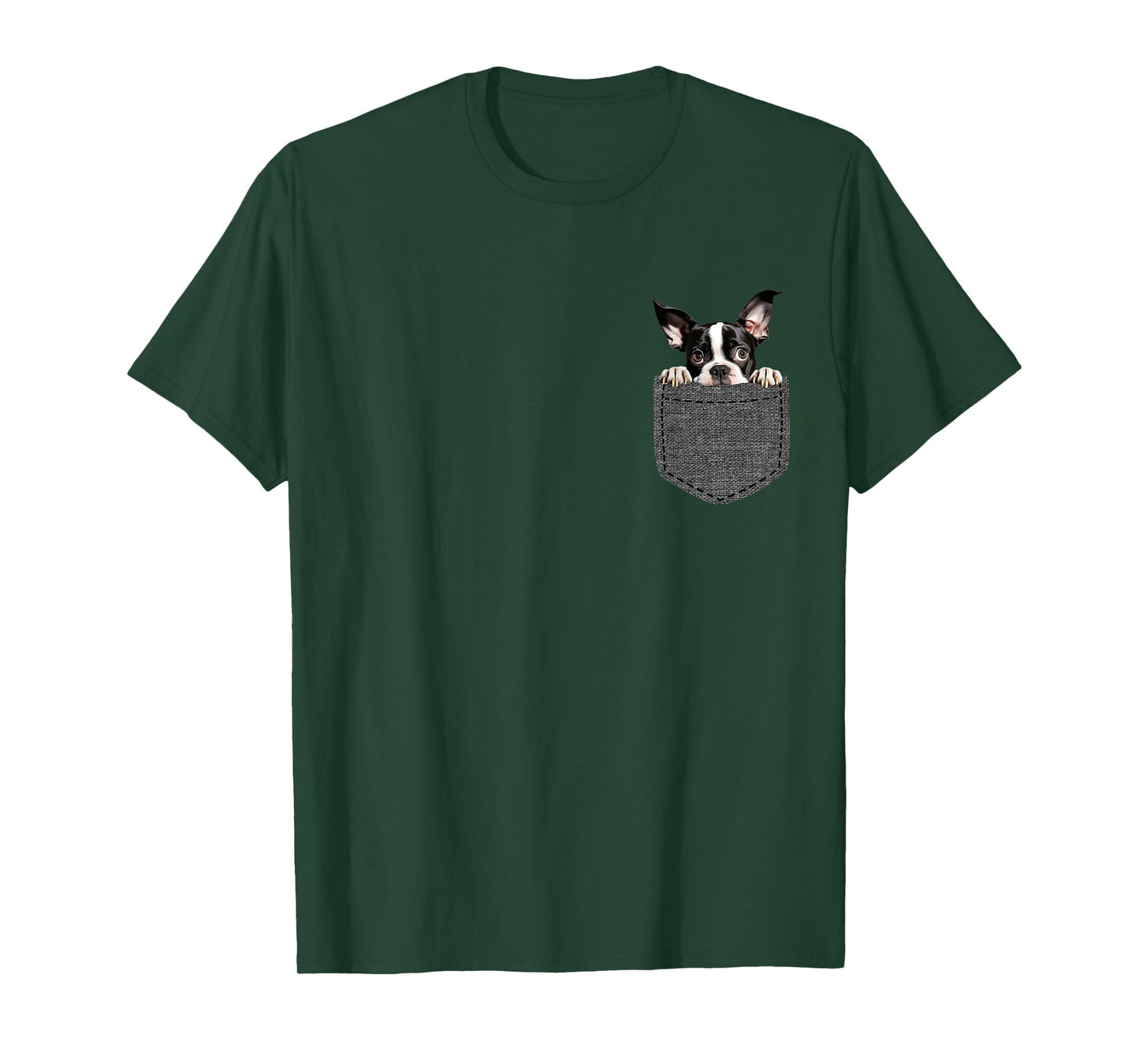 Boston Terrier Dog in Pocket T-Shirt for Men Women Girls Kids