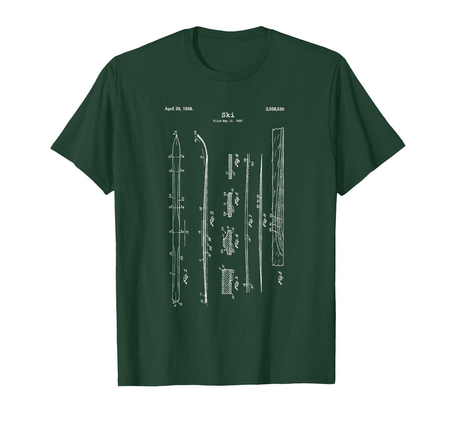 Vintage Ski Blueprint Shirt - Snow Water Skiing Skier Tee T-Shirt