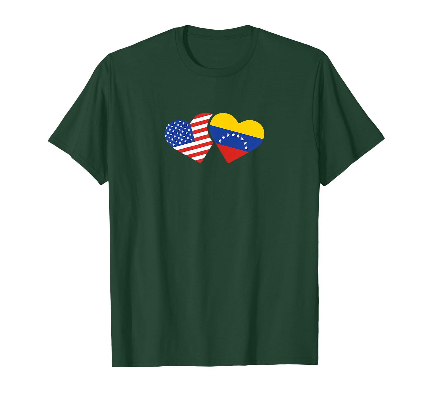 USA Venezuela Flag Hearts T Shirt Venezuelan American Love T-Shirt
