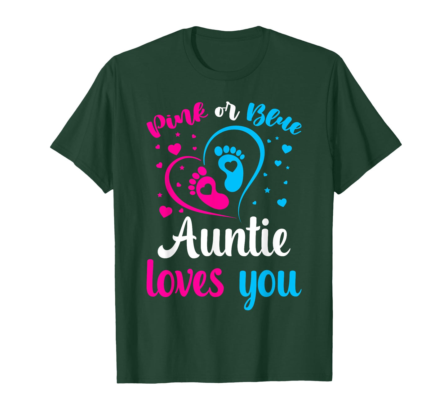Gender Reveal Aunt Pink Or Blue Auntie Loves You T-Shirt
