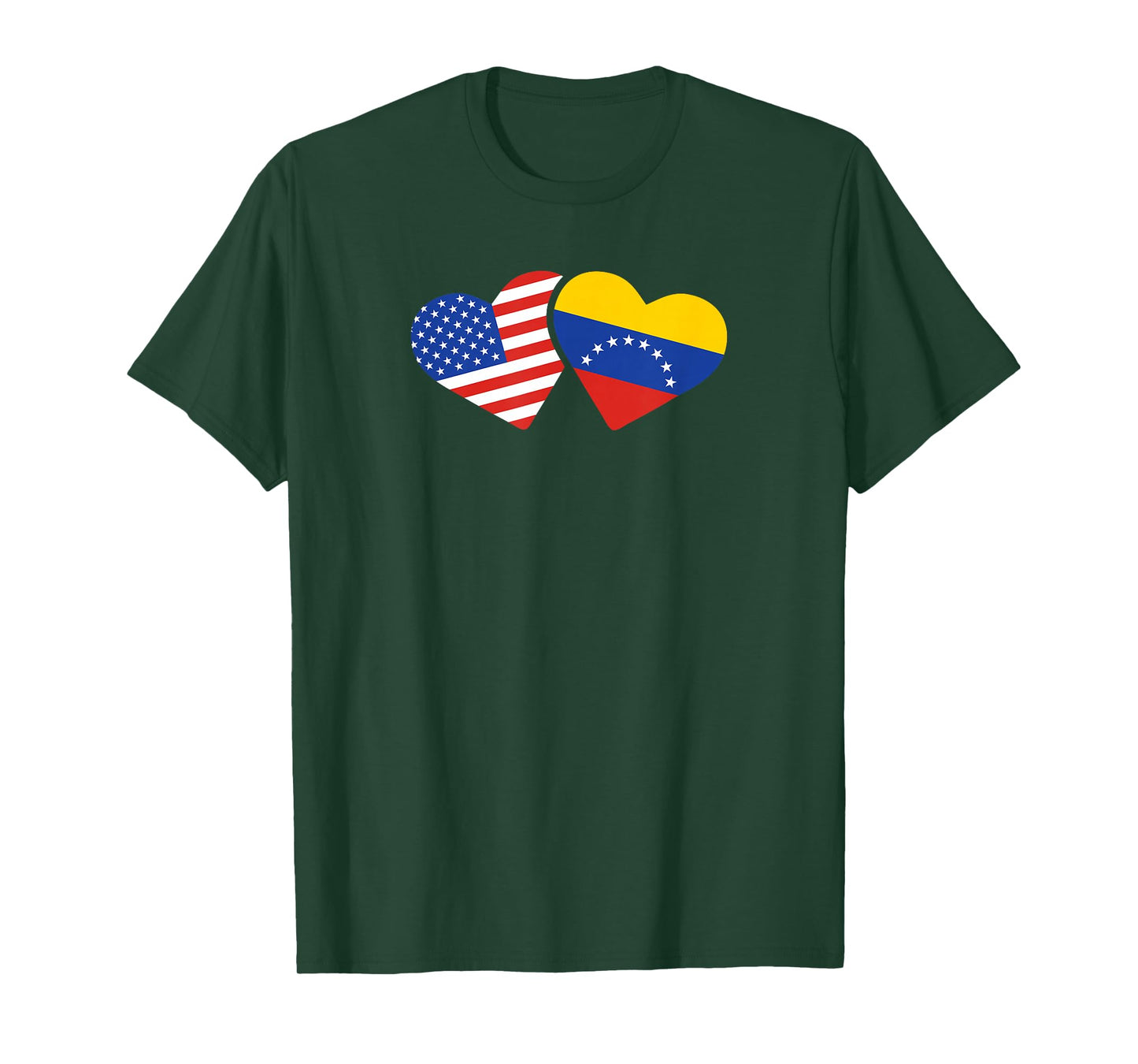 USA Venezuela Flag Hearts T Shirt Venezuelan American Love T-Shirt