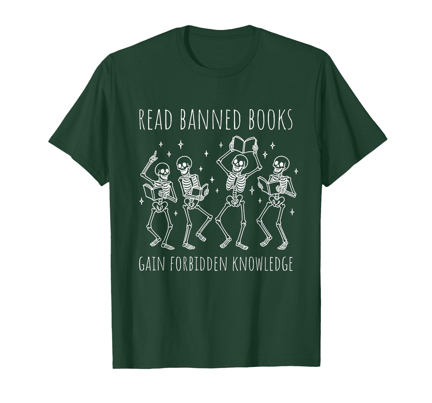 Funny Skeleton Read Banned Books Gain Forbidden Knowledge T-Shirt