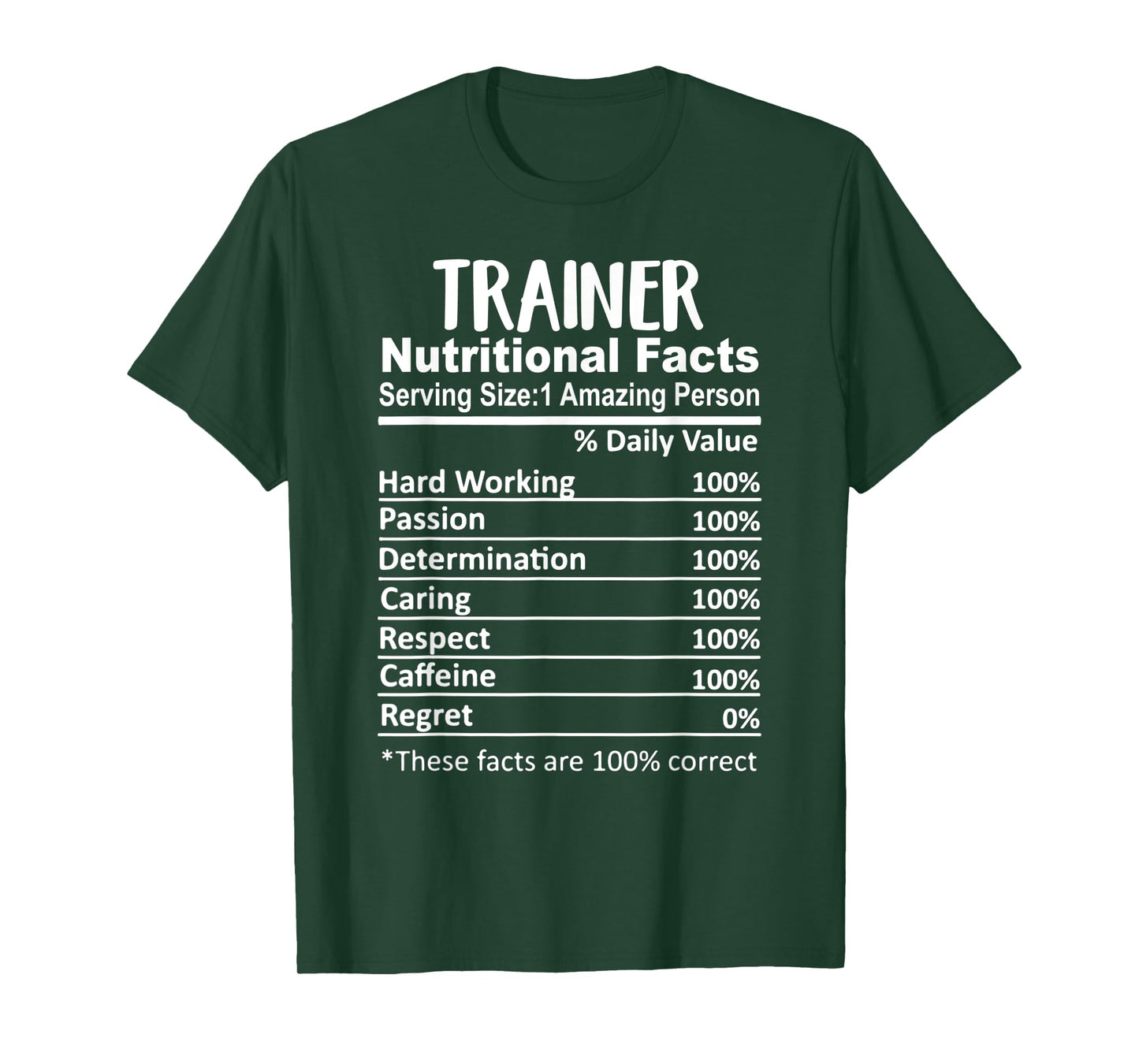 Trainer Nutrition Facts Funny T-Shirt
