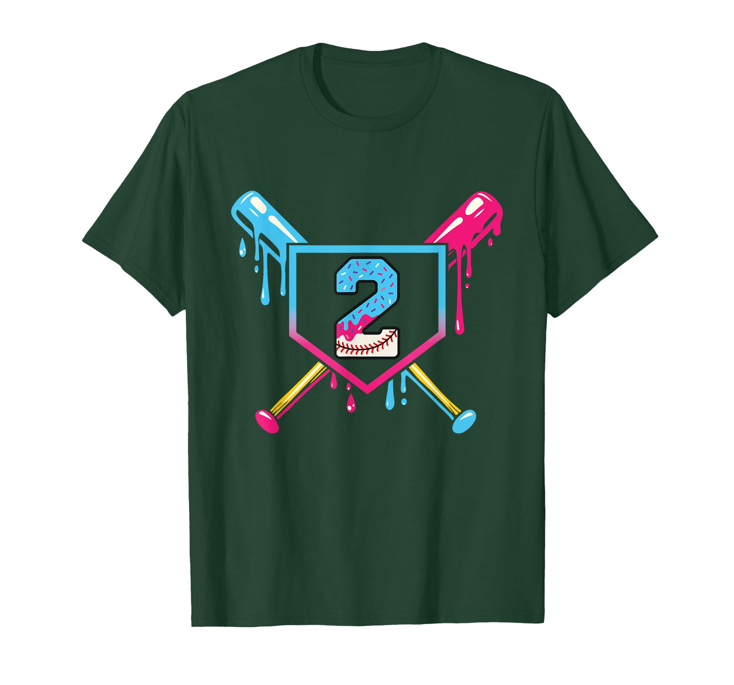 Baseball 2 Year Old Ice Cream 2nd Birthday Boy Number 2 T-Shirt