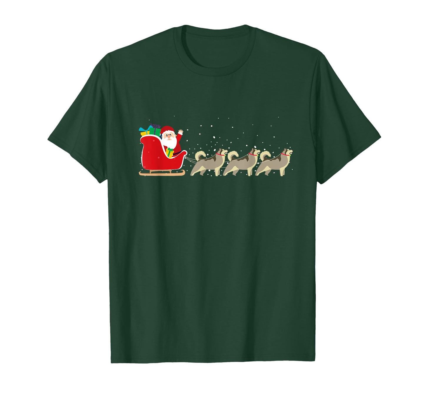 Husky Santa Christmas Sleigh - Funny Husky Xmas T-Shirt