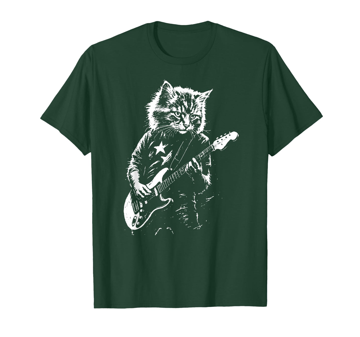 Funny Rock Cat Playing Guitar for Men Women Music Cat Lover T-Shirt