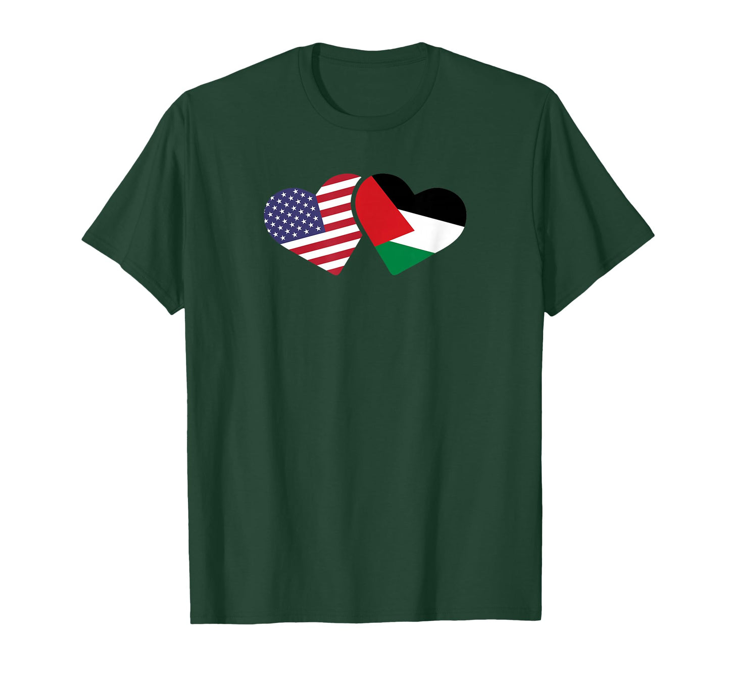 USA Palestine Flag T Shirt Heart Palestinian American Love T-Shirt