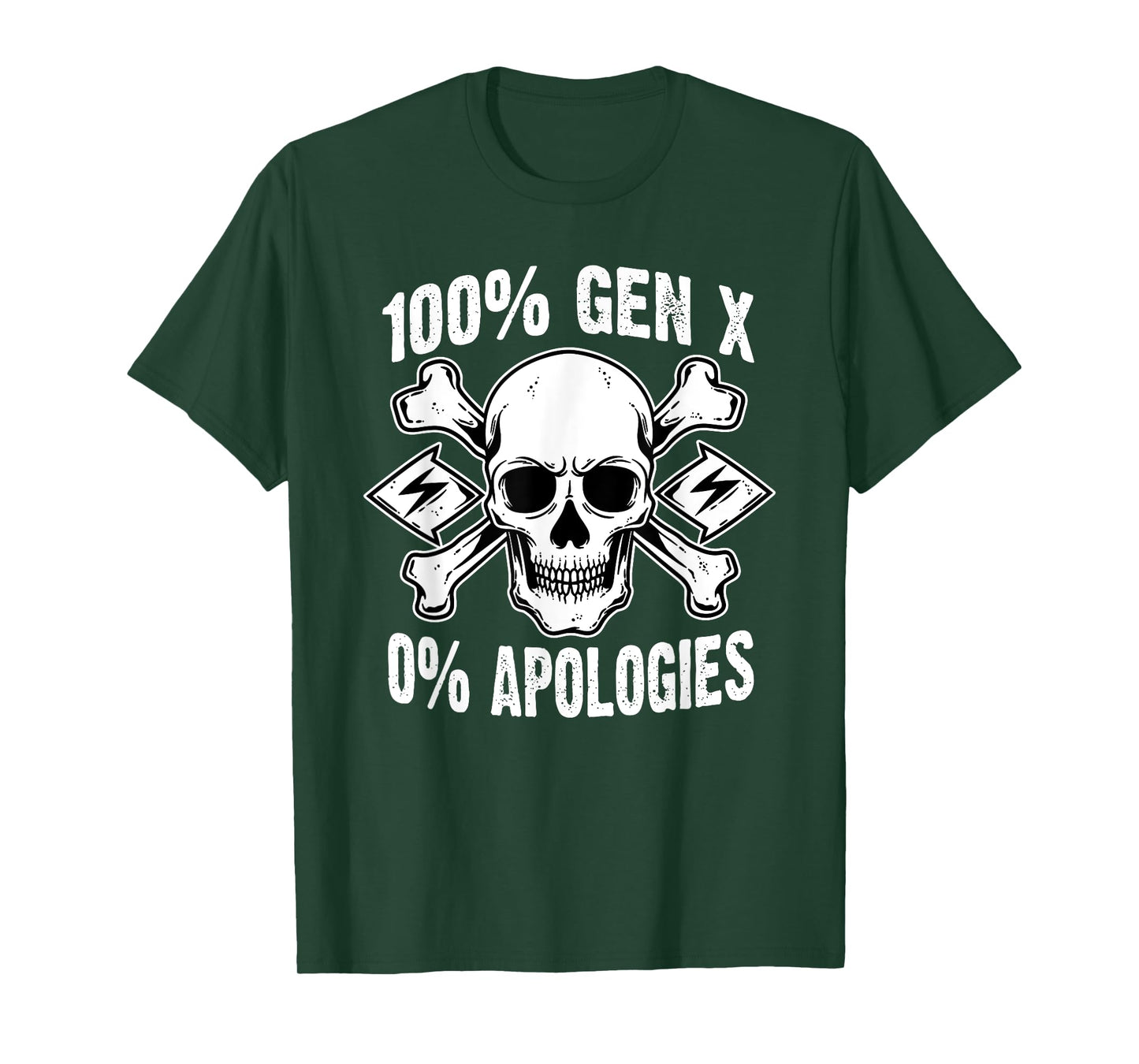 100% Gen X No Apologies Skull Birth Year Retro Generation X T-Shirt