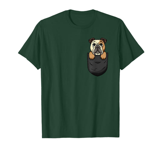 English Bulldog In Pocket - Dog Lover Puppy Veterinarian T-Shirt