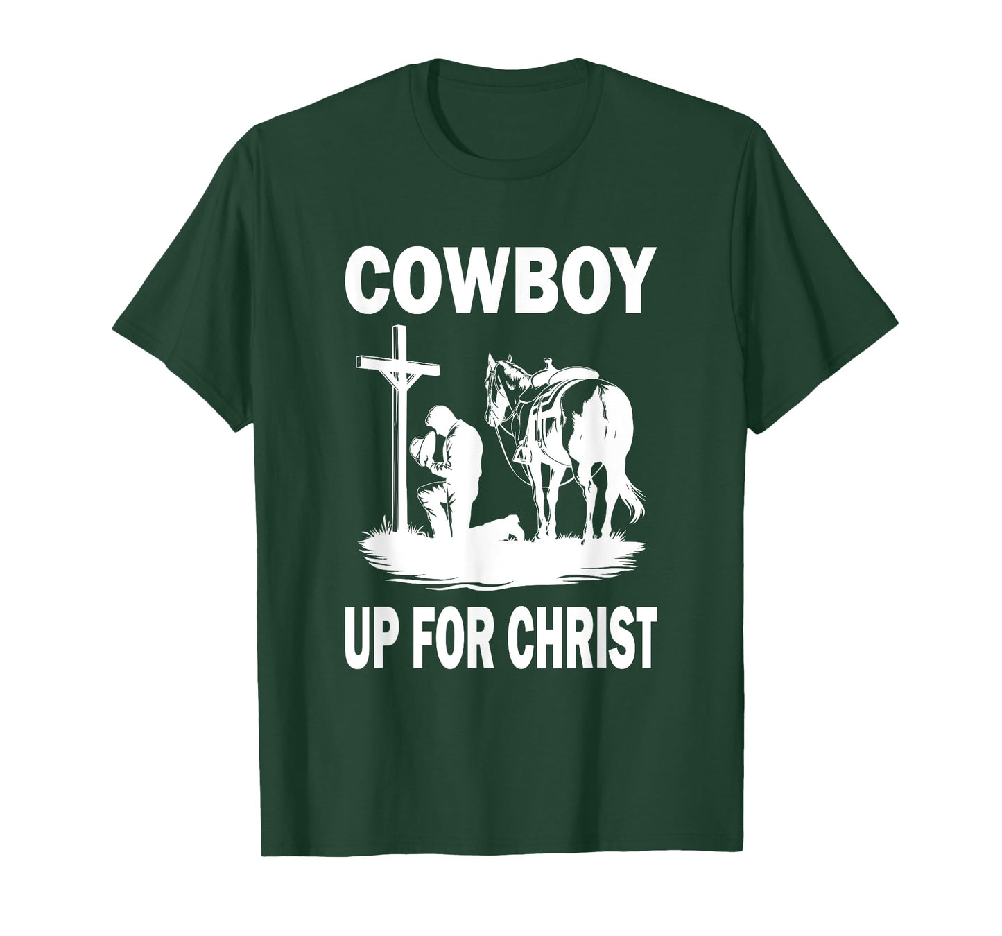 Praying Cowboy Kneeling Cross Western Cowboy Up For Christ T-Shirt