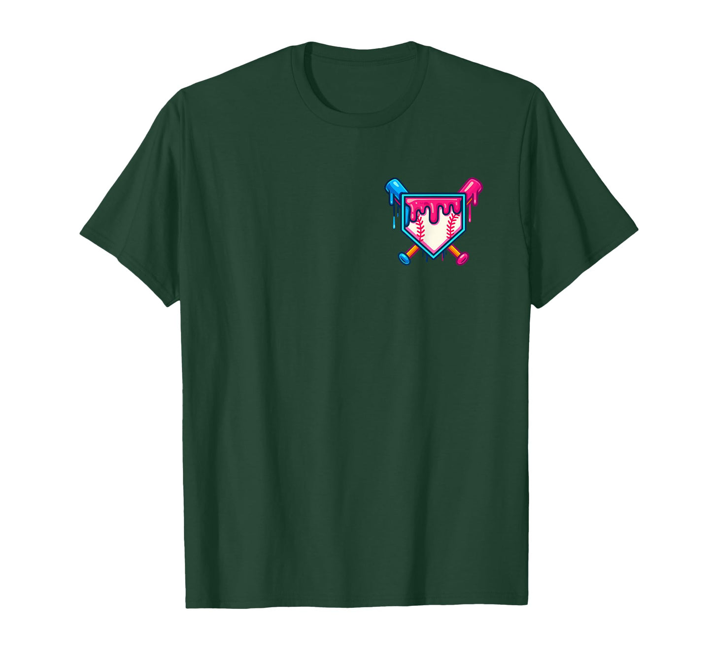 Baseball Dripping Ice Cream Drip Home Plate Baseball Player T-Shirt
