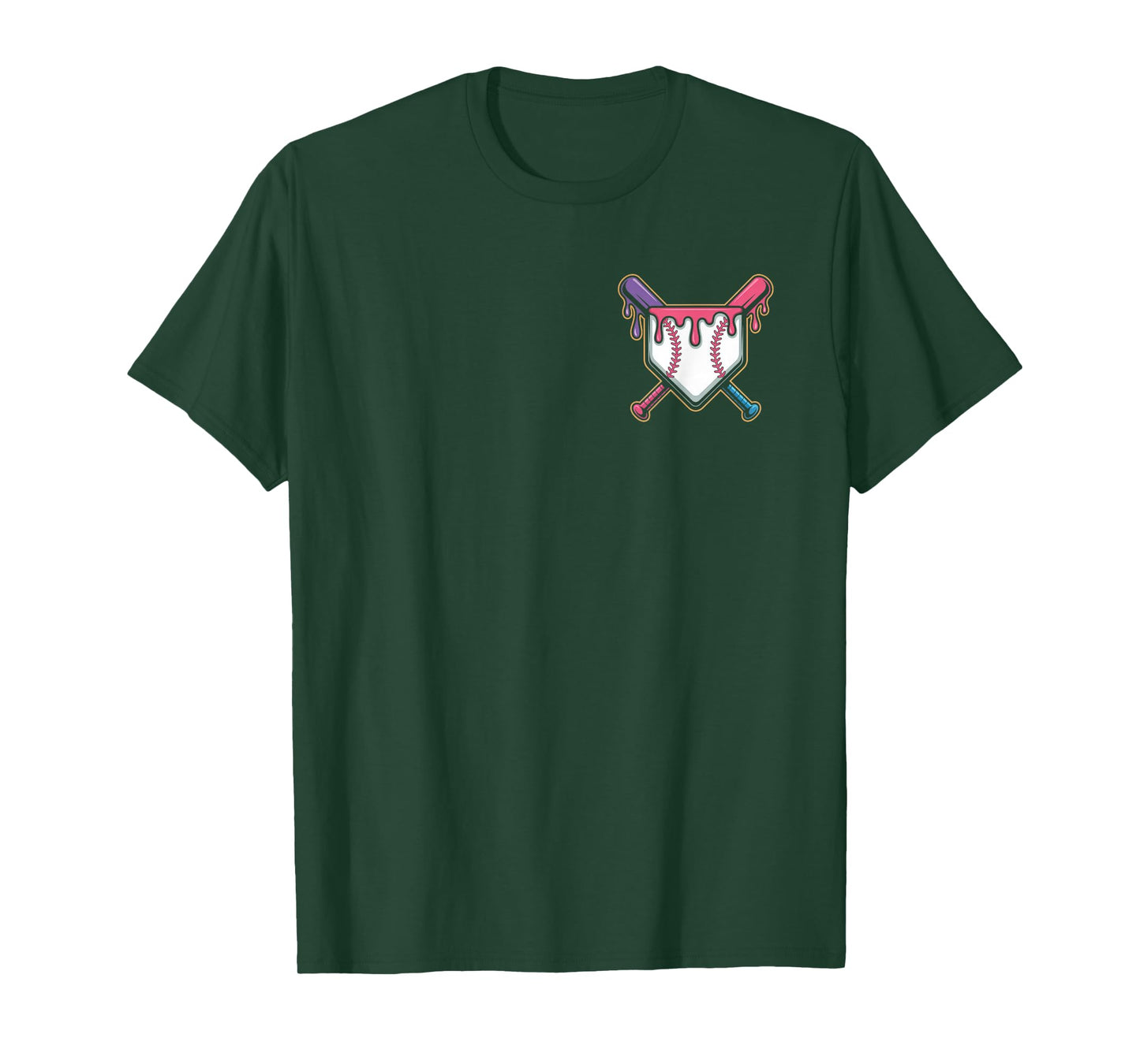 Baseball Pocket Dripping Ice Cream Drip Home Plate Baseball T-Shirt