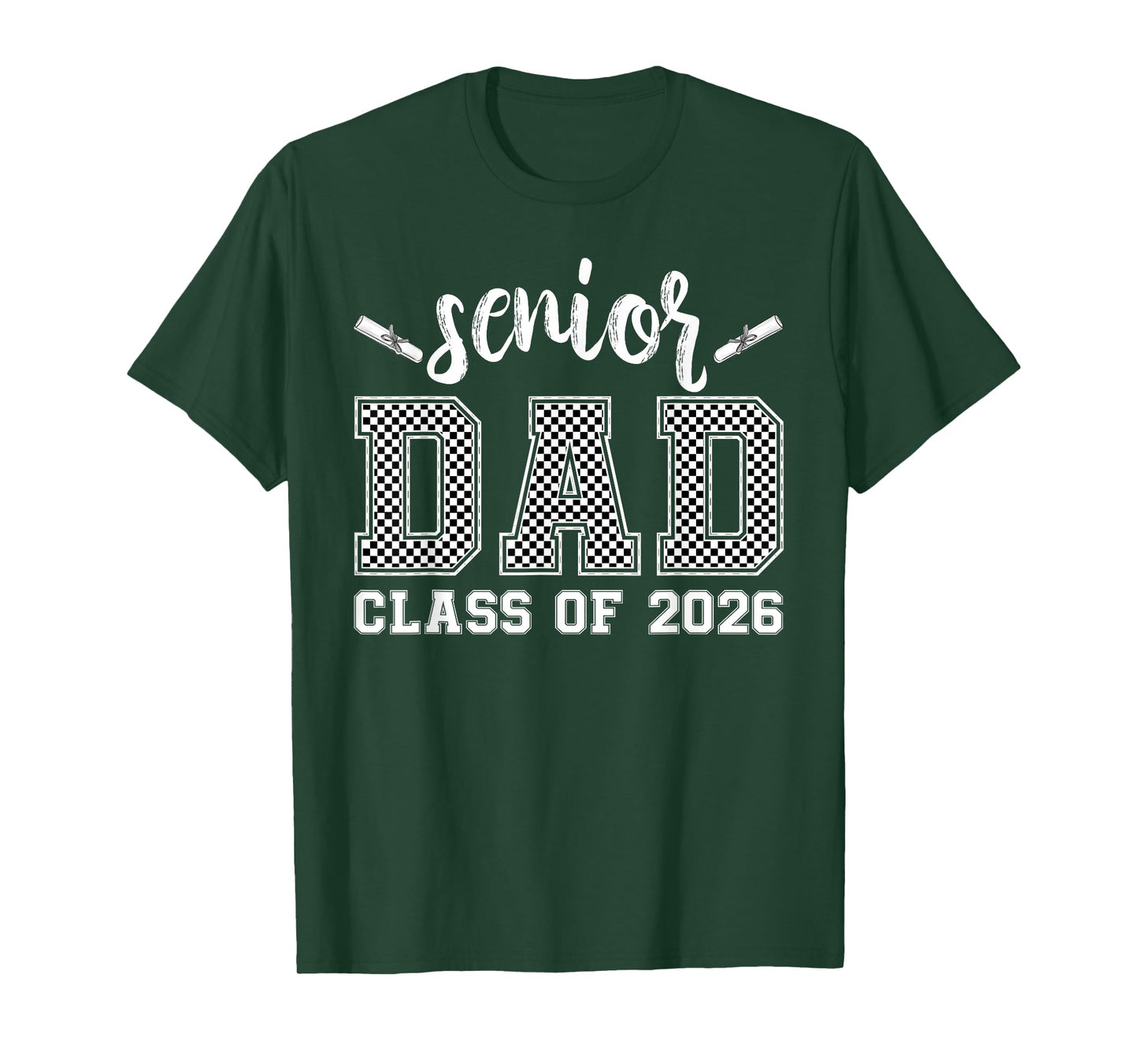 Checkered Senior Dad 2026 Class Of 26 Proud Dad of Graduate T-Shirt