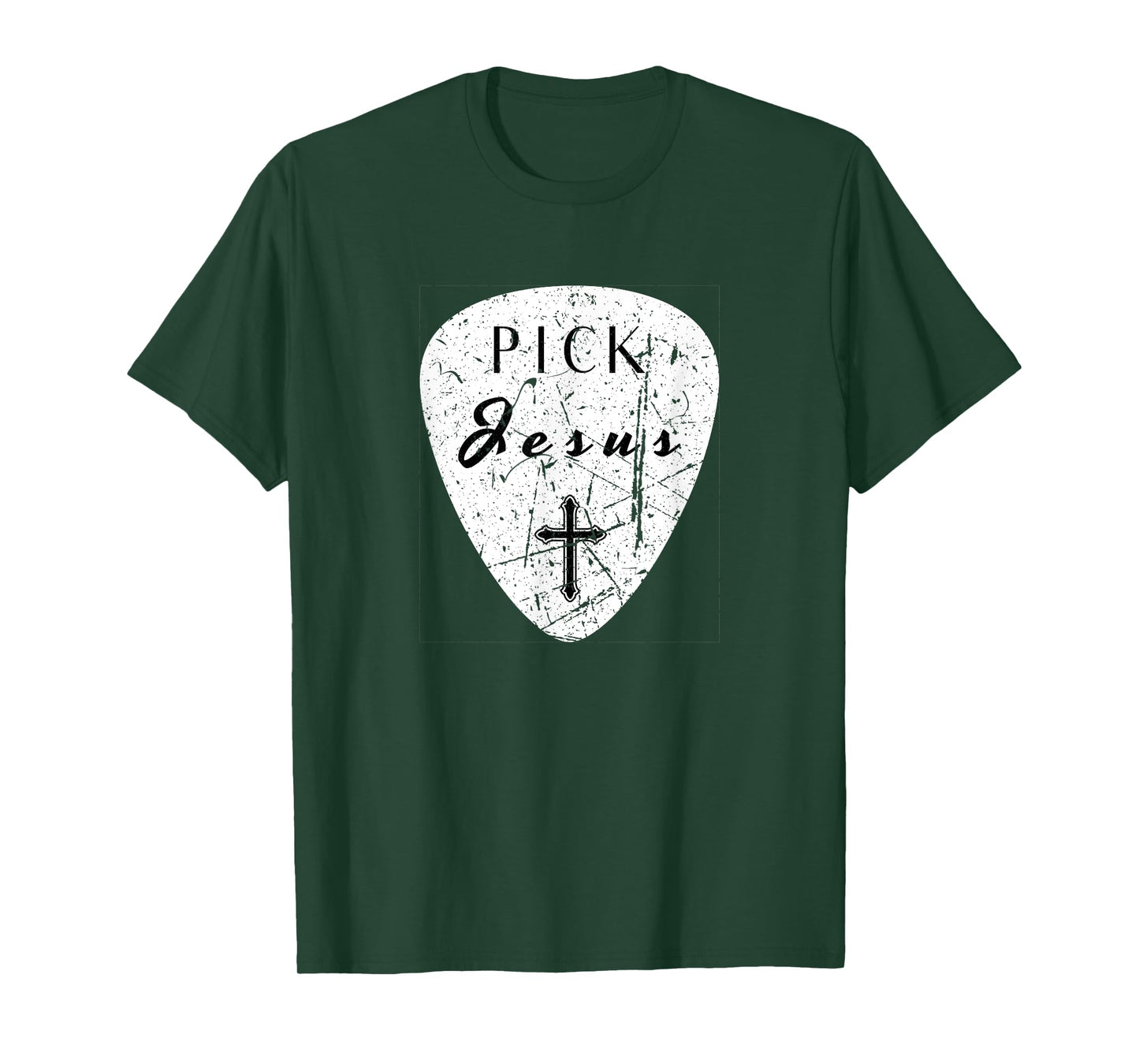 Retro Guitar Pick Pun Pick Jesus Cross Worship Leader Music T-Shirt
