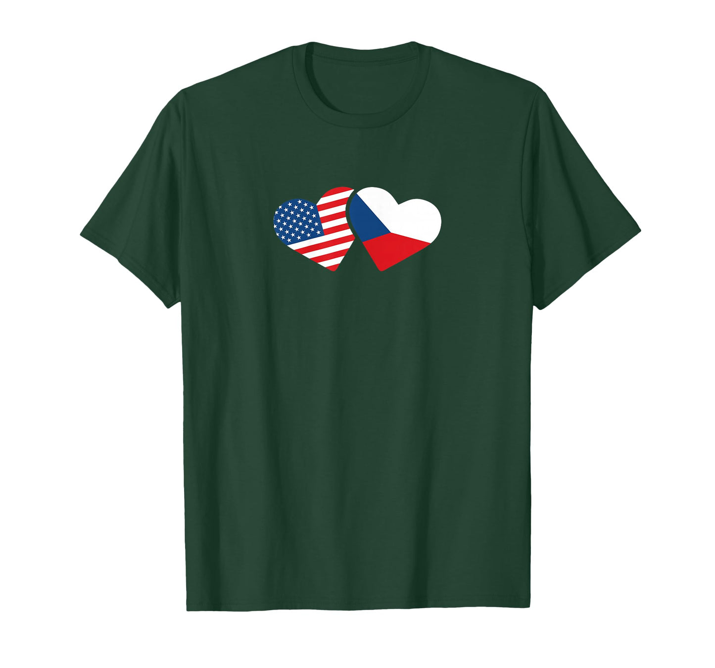 Czech Republic USA Flag T Shirt Heart Czech Americans Love T-Shirt