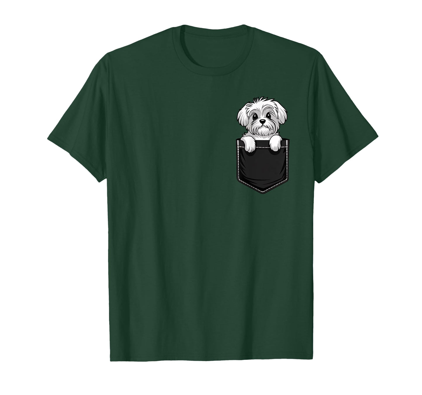 Funny Maltese In Pocket Dog Mom Dad Men Women Kids T-Shirt