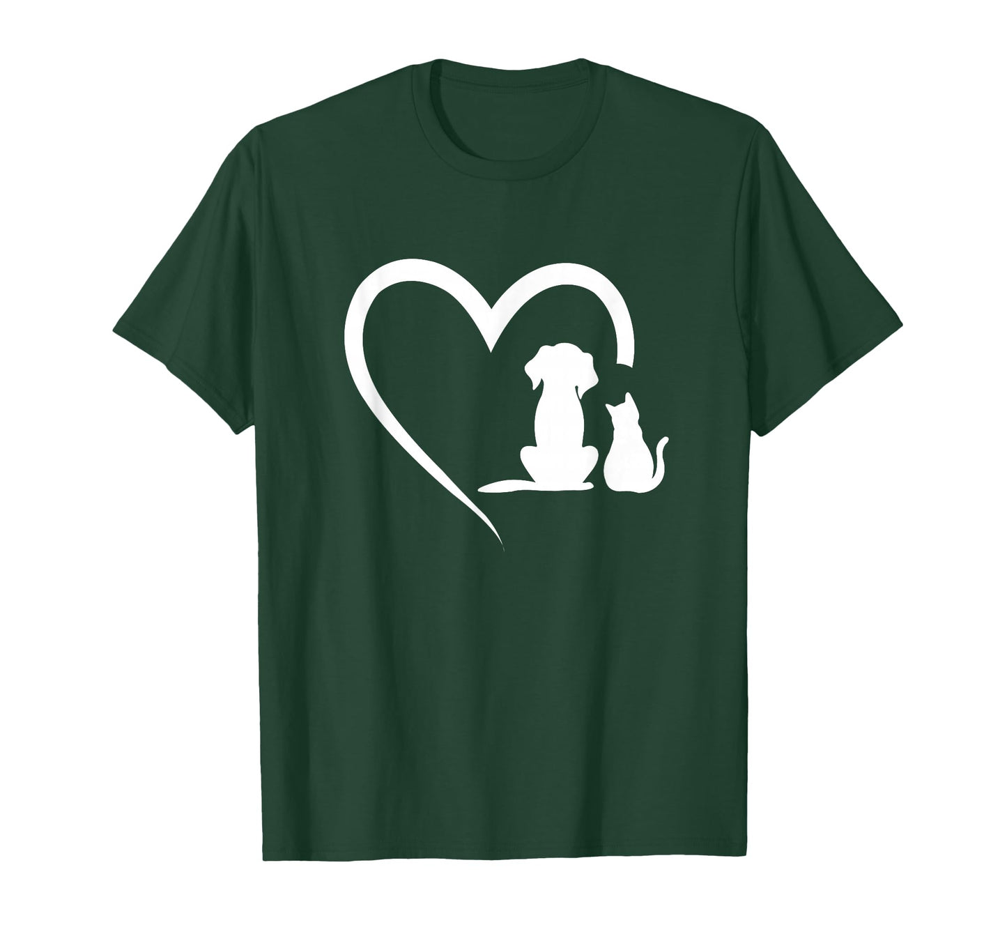 Dog Puppy and Baby Cat Heart - Animal Dog & Cat Heart T-Shirt Small