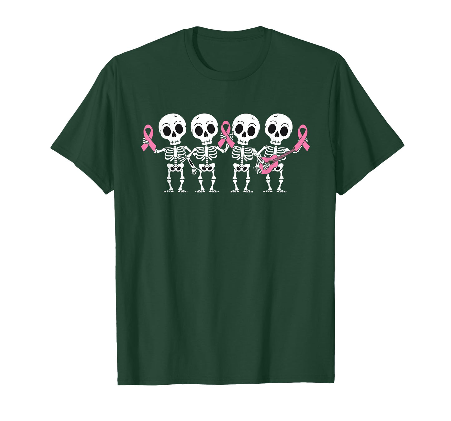 Pink Ribbon Breast Cancer Awareness Skeleton Women Men Kids T-Shirt
