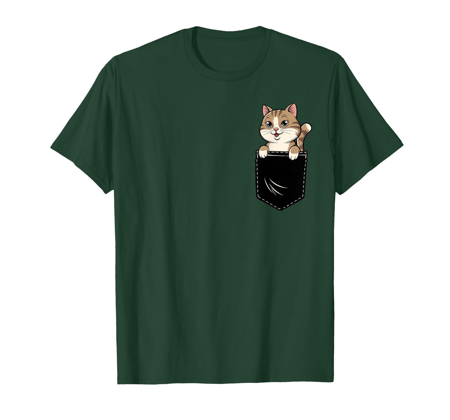 Funny Cat In Pocket Animal Cute Women Men T-Shirt