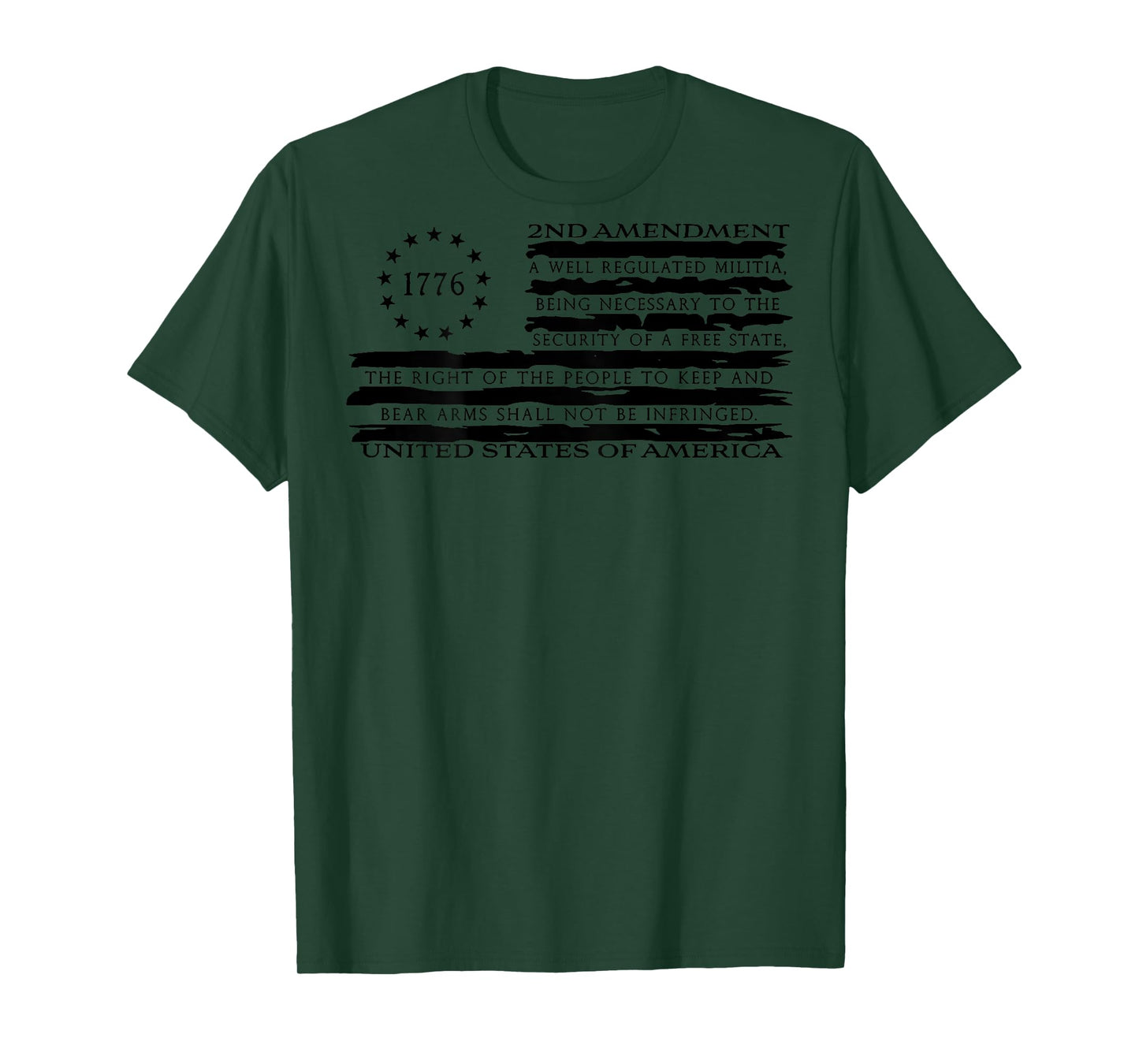 1776 2nd Amendment A Well Regulated Militia (on back) T-Shirt
