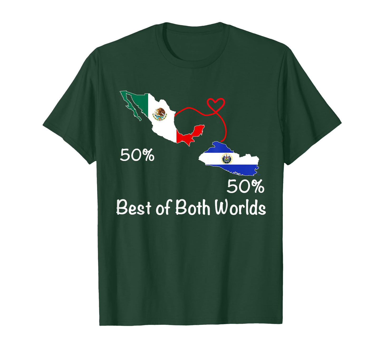 Half Salvadorian Half Mexican Flag Map Salvador Mexico T-Shirt