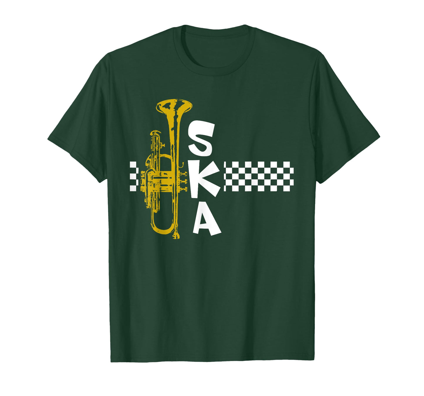 VinagreShop SKA Trumpet and Squares T-Shirt - Black, Unisex-Adults, Short Sleeve, T-Shirt, Music Theme, Modern Style