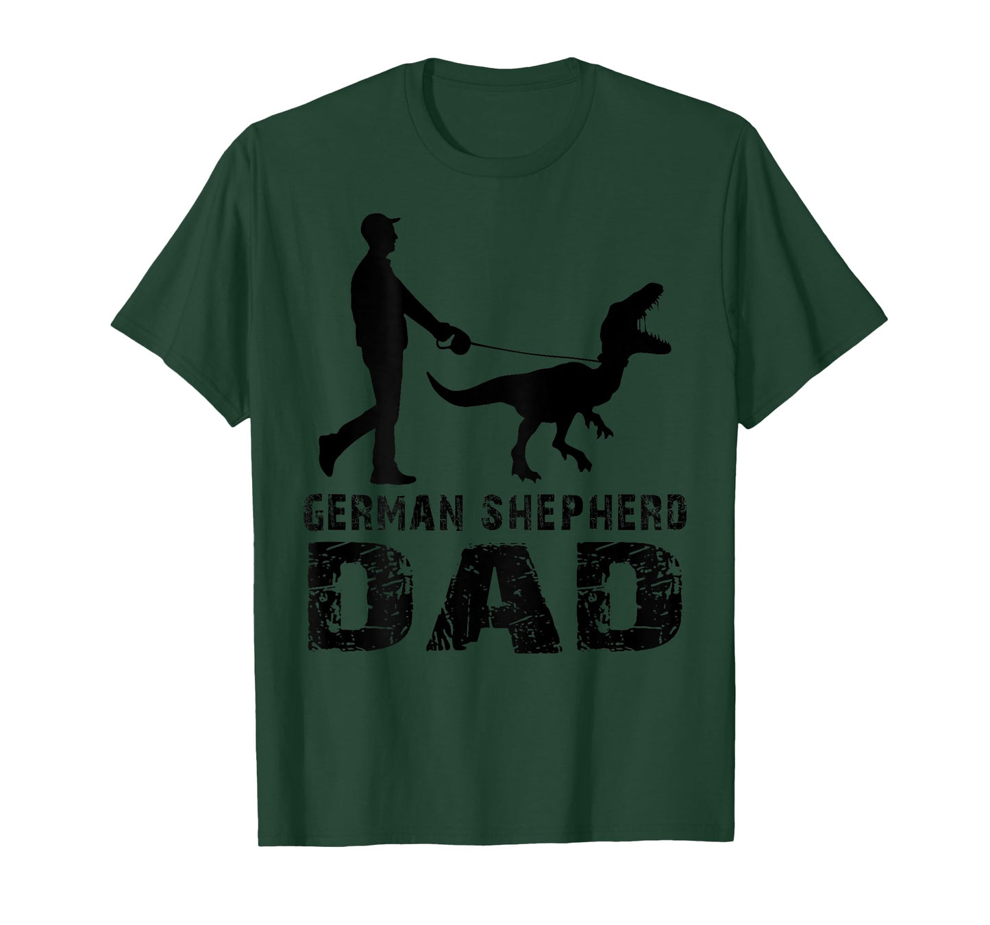 Funny Daddy Dinosaur German Shepherd Dad Father's Day (back) T-Shirt