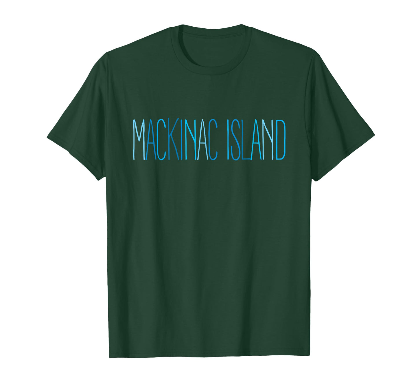 Mackinac Island Michigan Blue Lettering T-Shirt