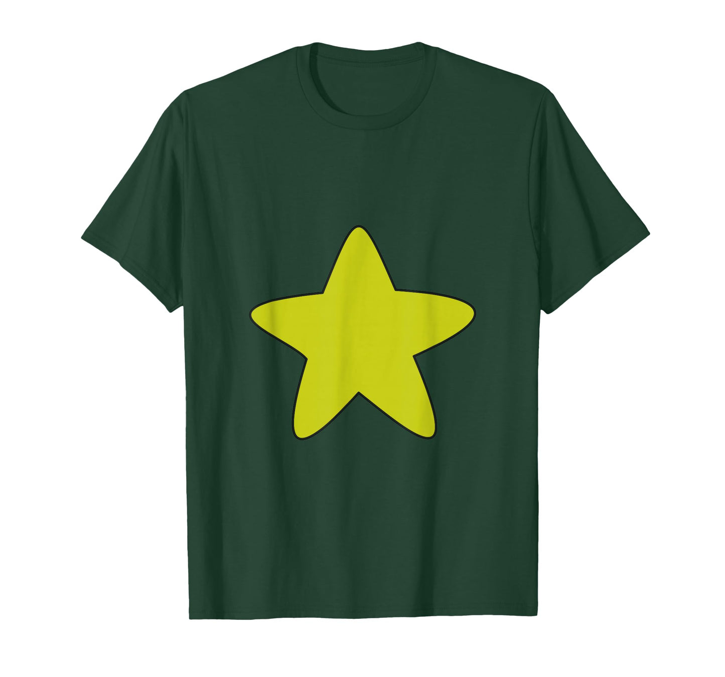 Bright Yellow Star Belly Shirt, Distressed Gold Star Stomach T-Shirt