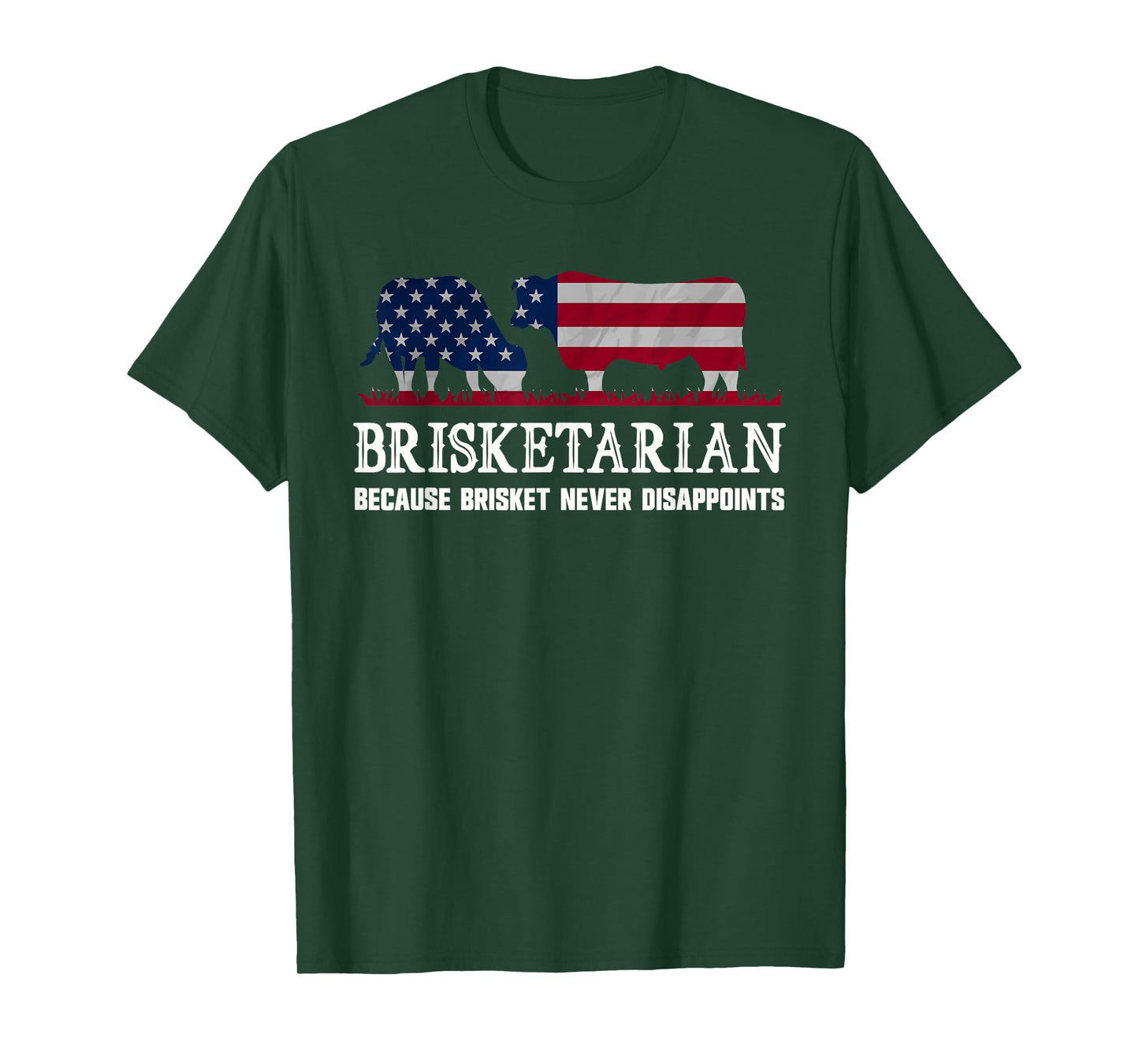 Funny Brisketarian Brisket Smoker BBQ American Flag T-Shirt