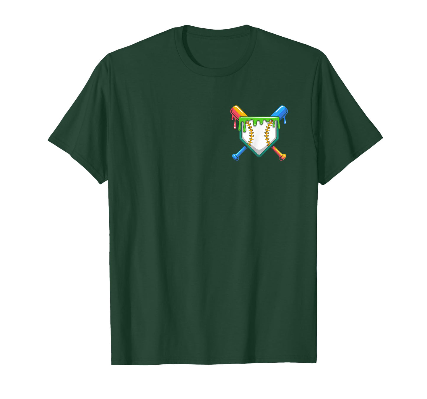 Baseball Dripping Ice Cream Drip Home Plate Baseball Player T-Shirt
