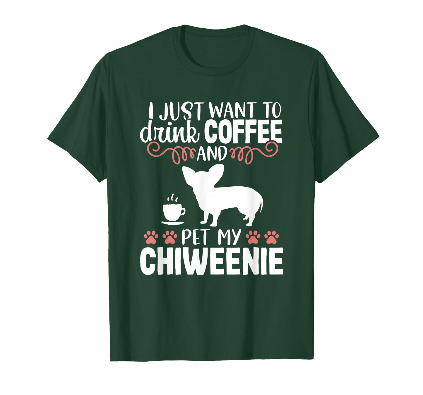Coffee Funny Cute Dog Owner Lover Chiweenie Dog Mom T-Shirt for Men Women Kids