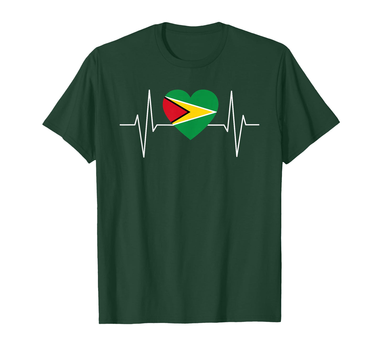 I Love Guyana Guyanese Heartbeat Flag Pride Print T-Shirt