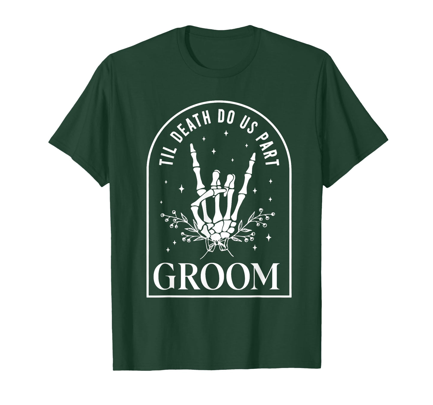 Groom Bride Skeleton Rock Hand Couples Wedding Halloween T-Shirt