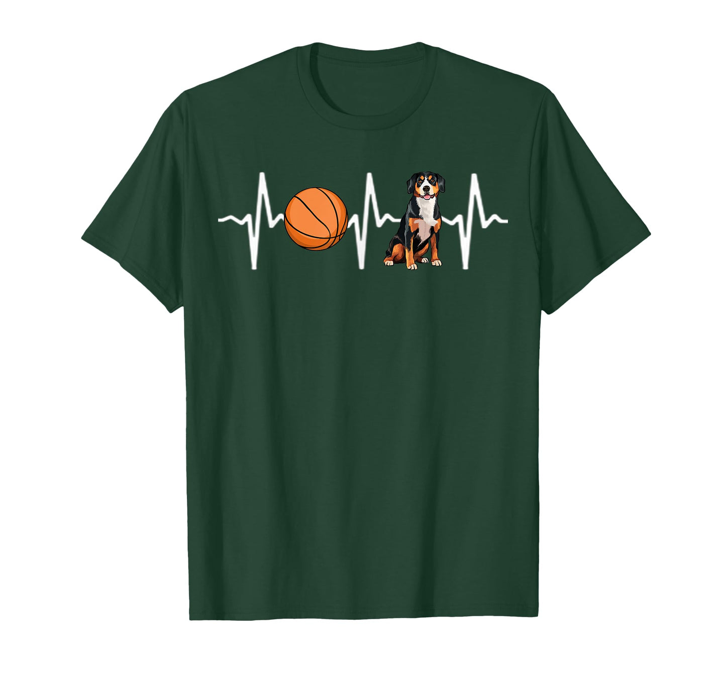 Basketball Entlebucher Mountain Dog Heartbeat Dog Lover T-Shirt