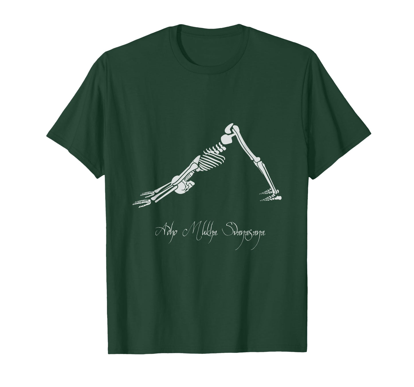 Human Skeleton Make Yoga Downward Facing Dog Pose Svanasana T-Shirt