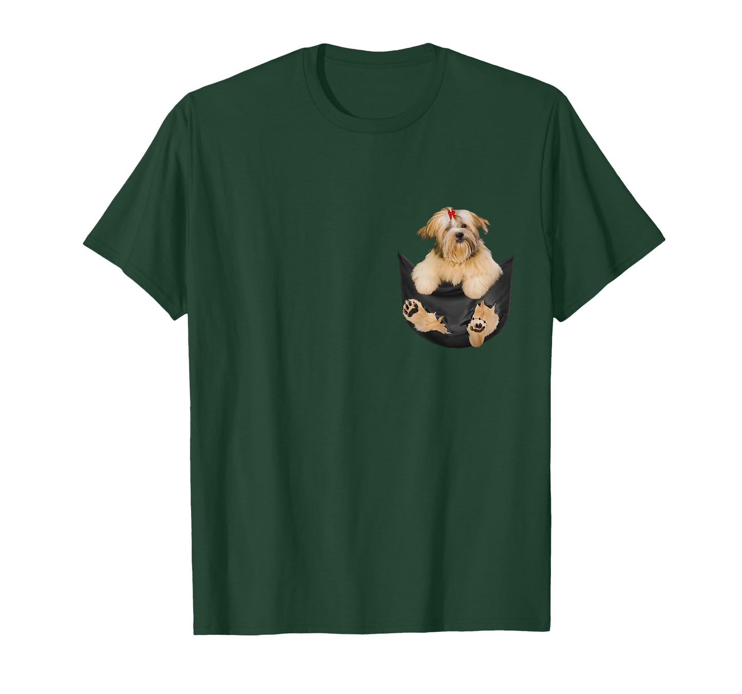 Dog Lovers Gifts Lhasa Apso In Pocket Funny Dog Face Men Women Kids T-Shirt
